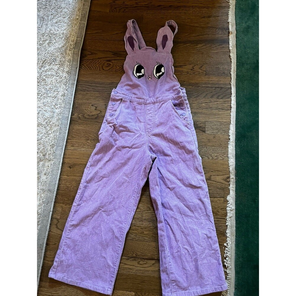 Lazy Oaf Esther Bunny Bunnyrees Purple Lavender Corduroy Overalls Dungarees Sz 6
